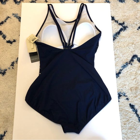 NEW PROFILE BY GOTTEX Navy Mashrabiya One-piece Swimsuit 12 - Picture 11 of 14